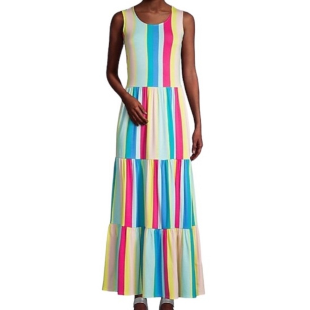 Lands’ End Tiered Stripe Maxi Dress | Size S (6-8)